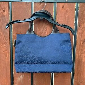 Longchamp nylon monogram shoulder tote navy blue